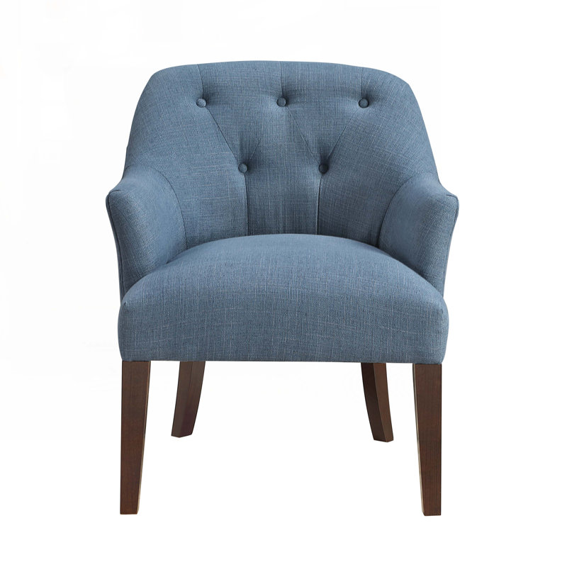 Fauteuil rembourré en tissu avec 4 pieds, Bleu