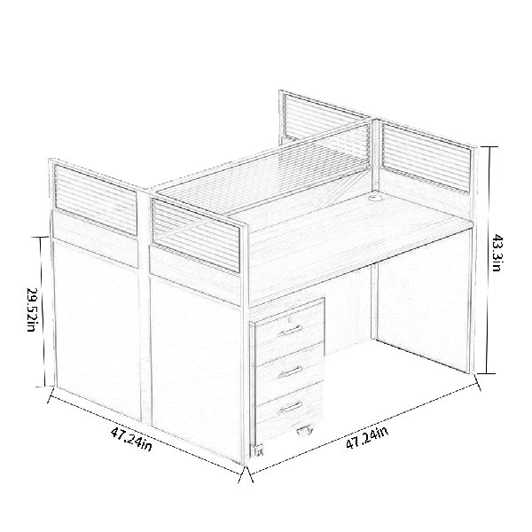 Rectangle 2 Person Partition Desk with Cable Management