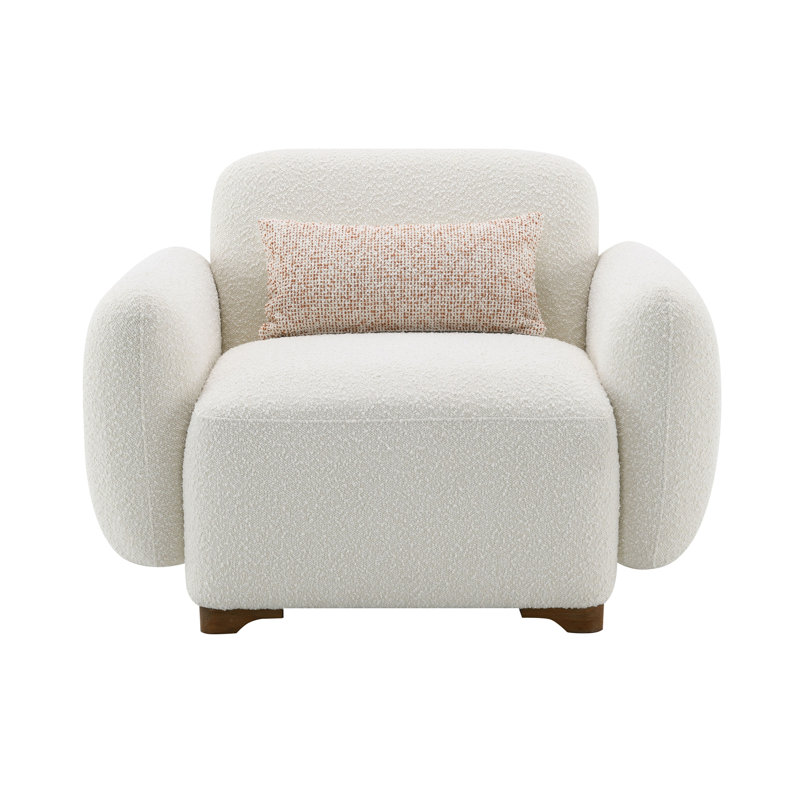 Fauteuil d'appoint beige Darius avec 1 coussin décoratif