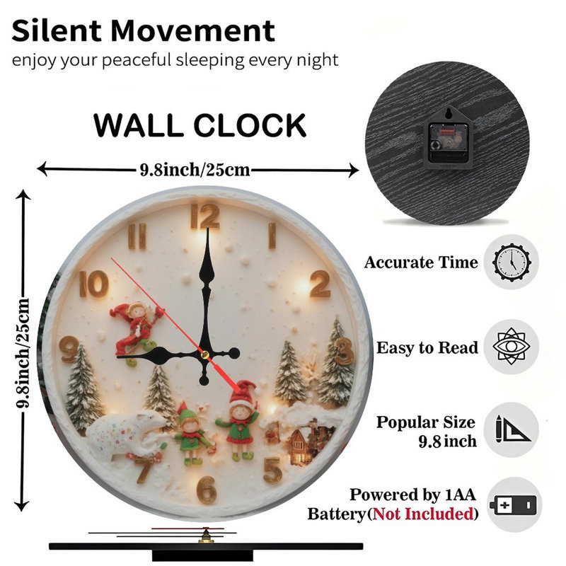 Horloge de Noël-lutins-ours polaire