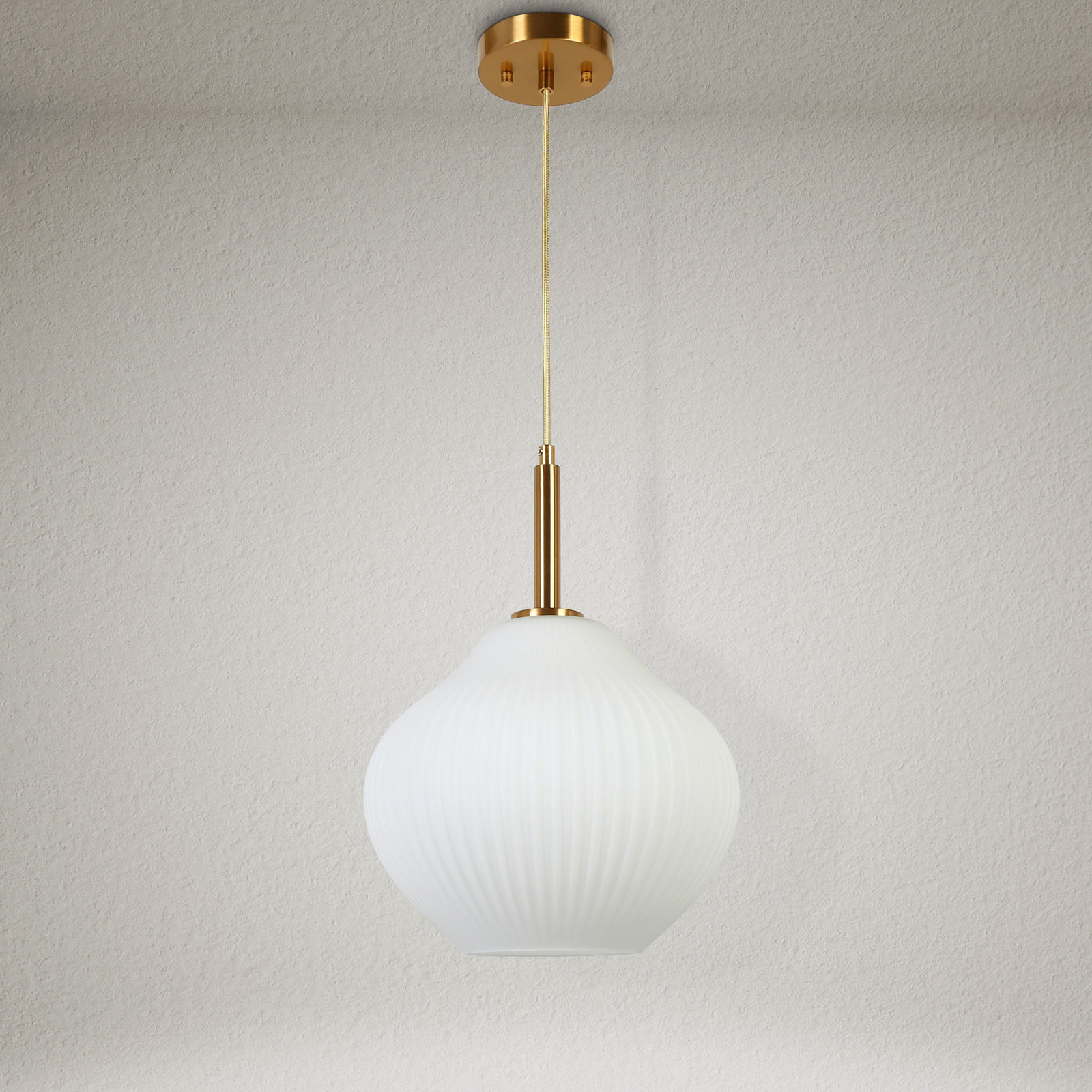 Jonny Dimmable Glass Single Light Pendant, Polished Brass