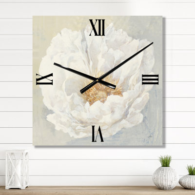 Horloge murale traditionnelle blanche pivoine sereine