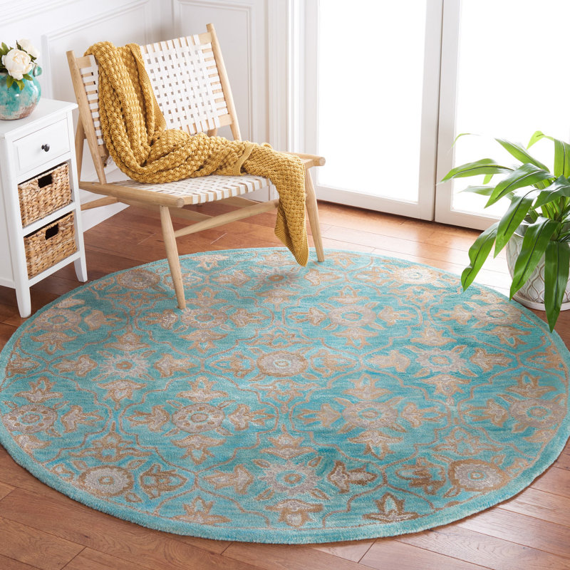 Cranmore Hand Tufted Wool Floral Rug, Round 6'