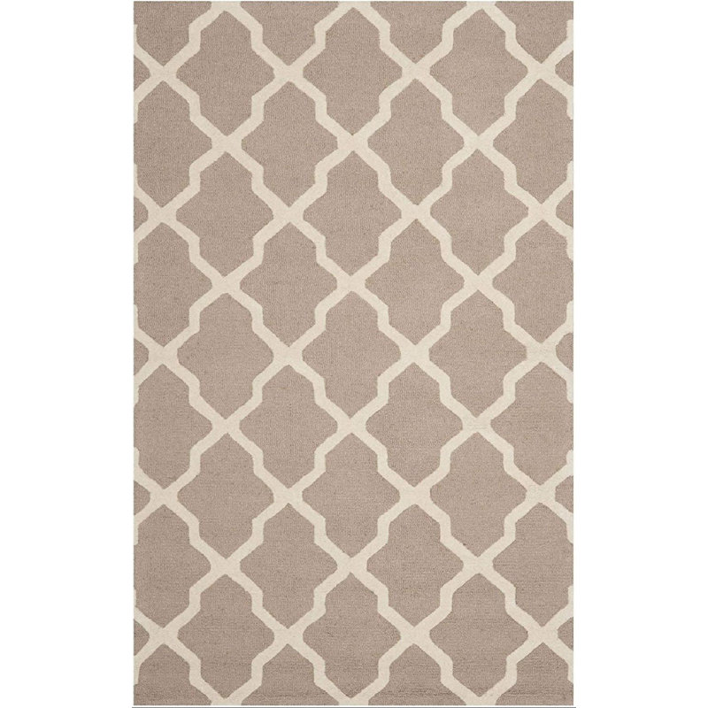 Cannen Hand Tufted Wool Geometric Rug, Beige/Ivory, Rectangle 12' x 18'