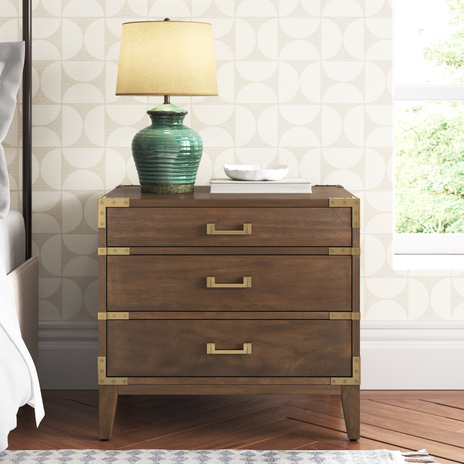Lauretta 3 - Drawer 26" Nightstand, Brown