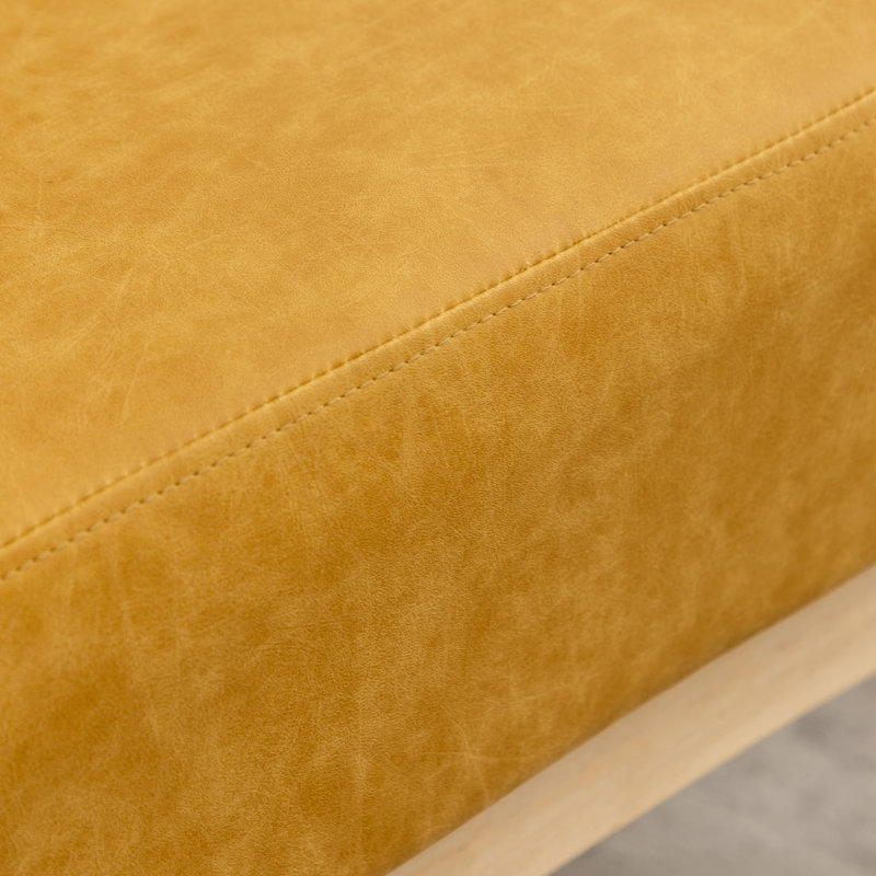Willbanks 27" W Polyester Armchair, Vintage Yellow Faux Leather