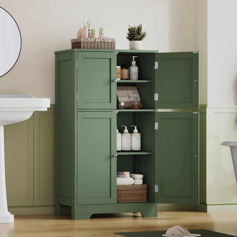 Armoire de rangement Jussiah avec 4 portes et tablette réglable, Vert