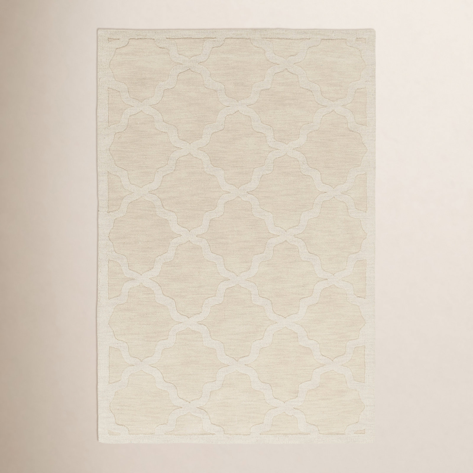 Romina Beige Handmade Wool Geometric Rug, Rectangle 9' x 12'