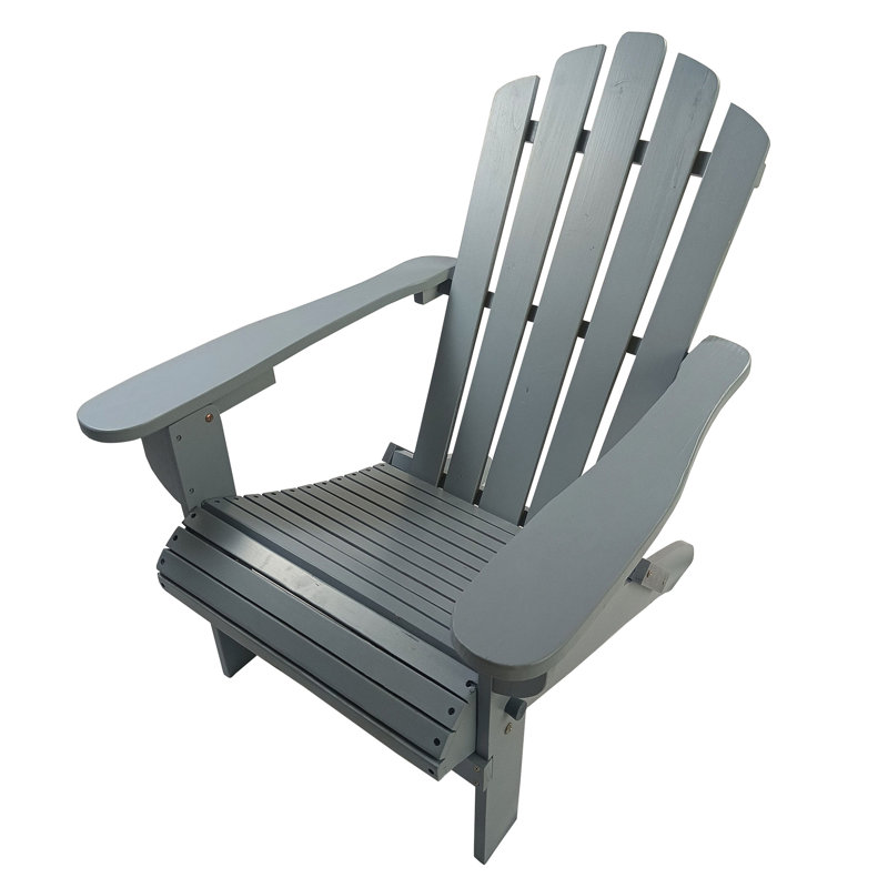 Chaise confortable en bois gris pliable et confortable - Matériau en bois franc massif, pour le patio, la véranda, la terrasse, le jardin et la piscine