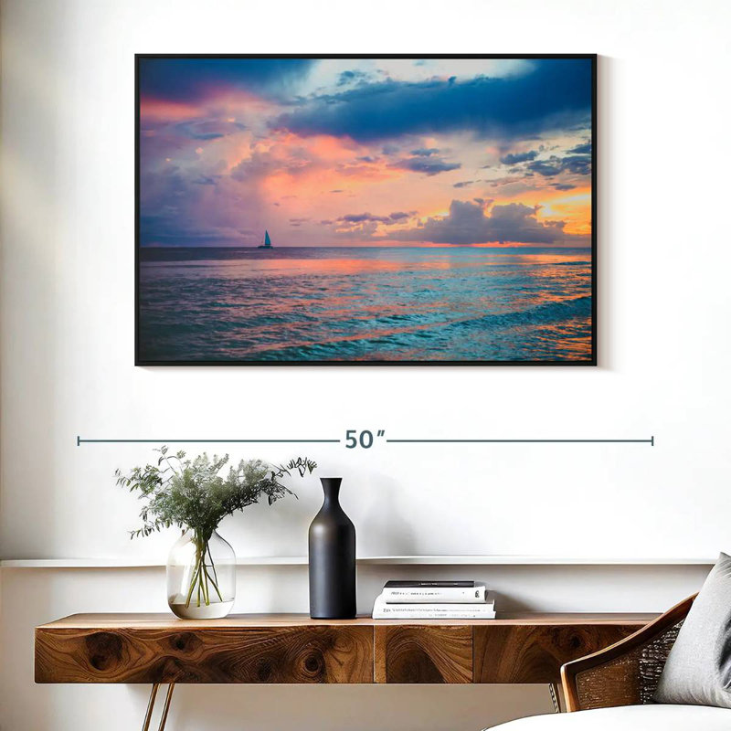 Coucher de soleil au Panama, Cadre flottant noir, 40 po x 27 po