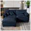 Canapé modulaire en chenille moderne avec repose-pieds - canapé en L bleu pour salon et appartement-125954679