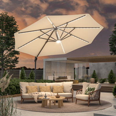 Senait 132.2'' Lighted Cantilever Umbrella