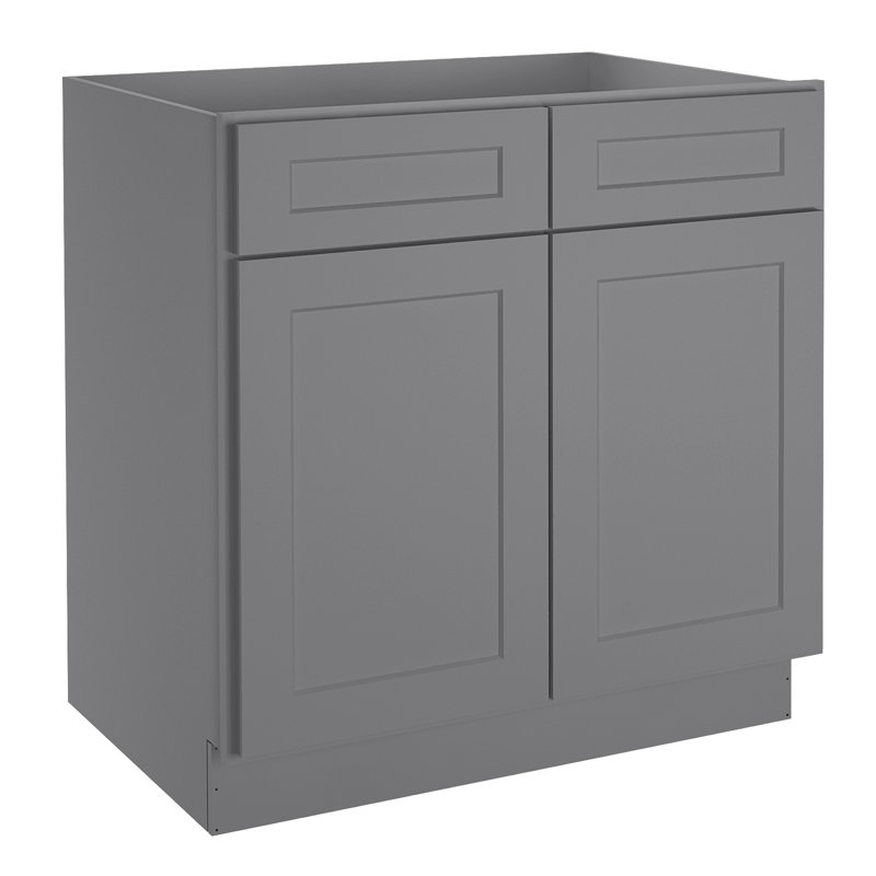 Plywood Ready to Assemble Kitchen Base Cabinets with 2-Drawers and Adjustable Shelf, 34.5" H x 33" W, Shaker Greystone