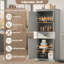 Armoire de cuisine Tanja, armoire de cuisine de 70 po de hauteur avec 4 portes et tablettes réglables, armoire de rangement moderne avec grand tiroir pour la salle à manger