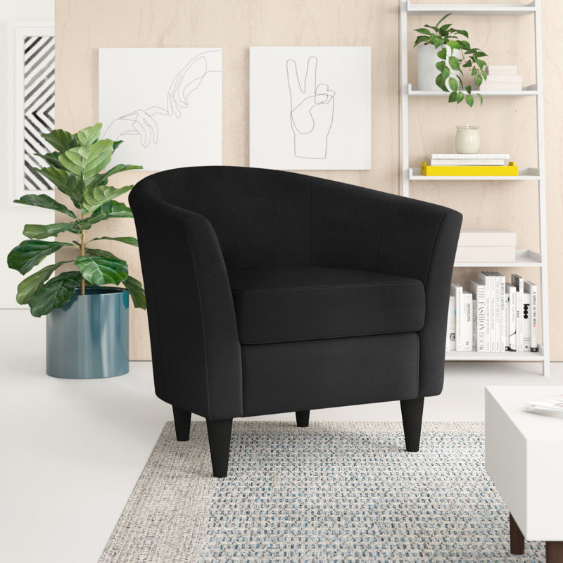 Fauteuil demi-tonneau de 31,5 po Kronos, Similicuir noir