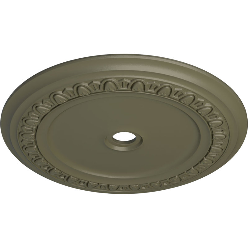 Médaillon de plafond Endurathane Milan, DE 47 5/8 po x P 2 3/4 po, fini craquelé vert athénien peint à la main