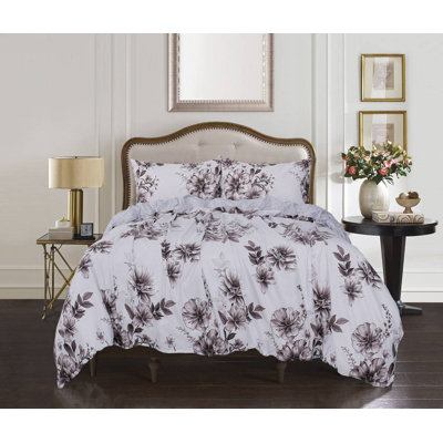  Ensemble de housse de couette pour lit double / grand 100% microfibre jacquard - 3 pièces (comprend: 1 housse de couette 90 po x 90 po et deux taies décoratives 20 po x 30 po)