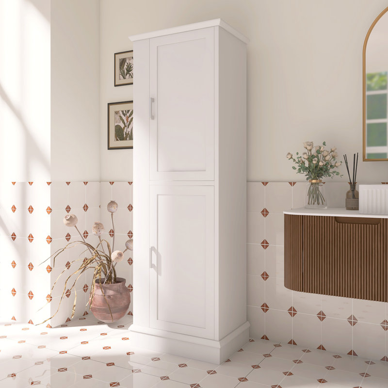 Grande armoire de rangement autoportante Bathroon, Blanc