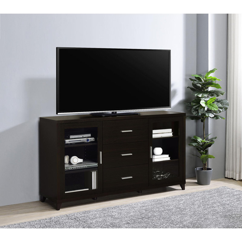 Nyler Cappuccino 3-Drawer Rectangular TV Console