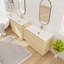 Meuble-lavabo double autoportant 92 po avec lavabo en céramique 92 po, meuble-lavabo sur pied avec 5 portes et 3 tablettes réglables-2092000265-2080455482