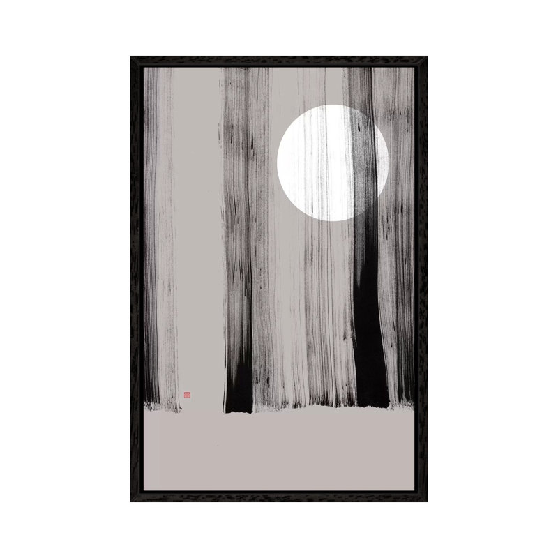 Hidden Moon I (Behind the Trees) 1 Piece Wall Art on Canvas, 66.04cm H x 45.72cm W x 3.81cm D, Black Floater Framed