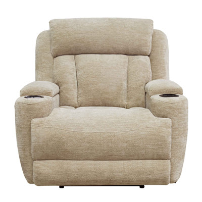 42" Upholstered Power Recliner with Adjustable Headrest with Pillow Top Arms