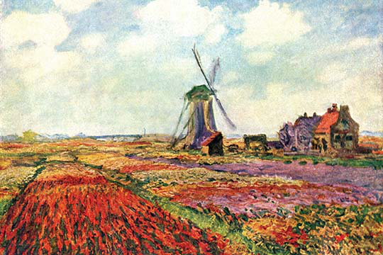 "tulipes de holland" par claude monet sur toile tendue, reproduction d’art, H 44 po x l 66 po x P 1,5 po