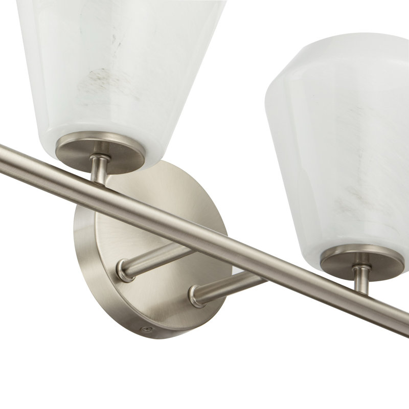 Higgins - Meuble-lavabo - Abat-jour en verre blanc vaporeux, Noir, 3 lumières, H 8 po x l 22,5 po x P 6,5 po