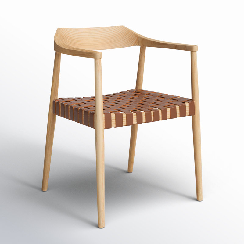 Noreen Accent Chair, Brown Genuine Leather, Natural