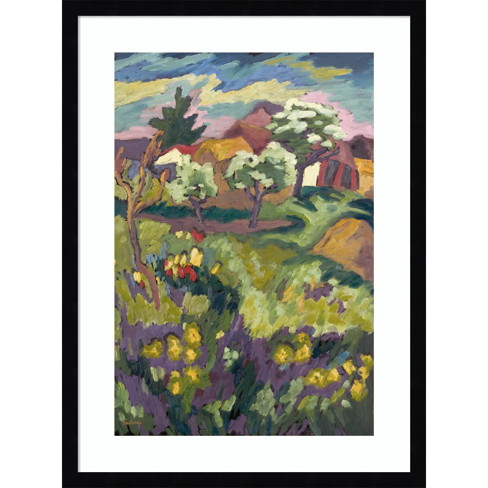 Garden of My Childhood Print, Black, 25" H x 19" W x 1" D