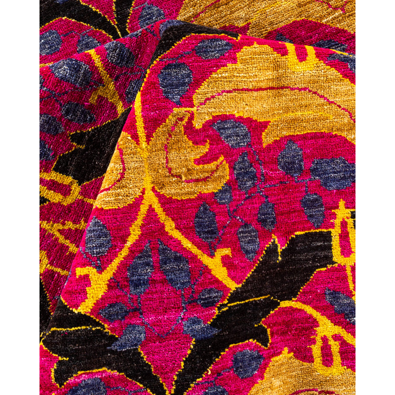Tapis unique mauve / jaune / noir 11 pi 10 po x 17 pi 10 po Alvah