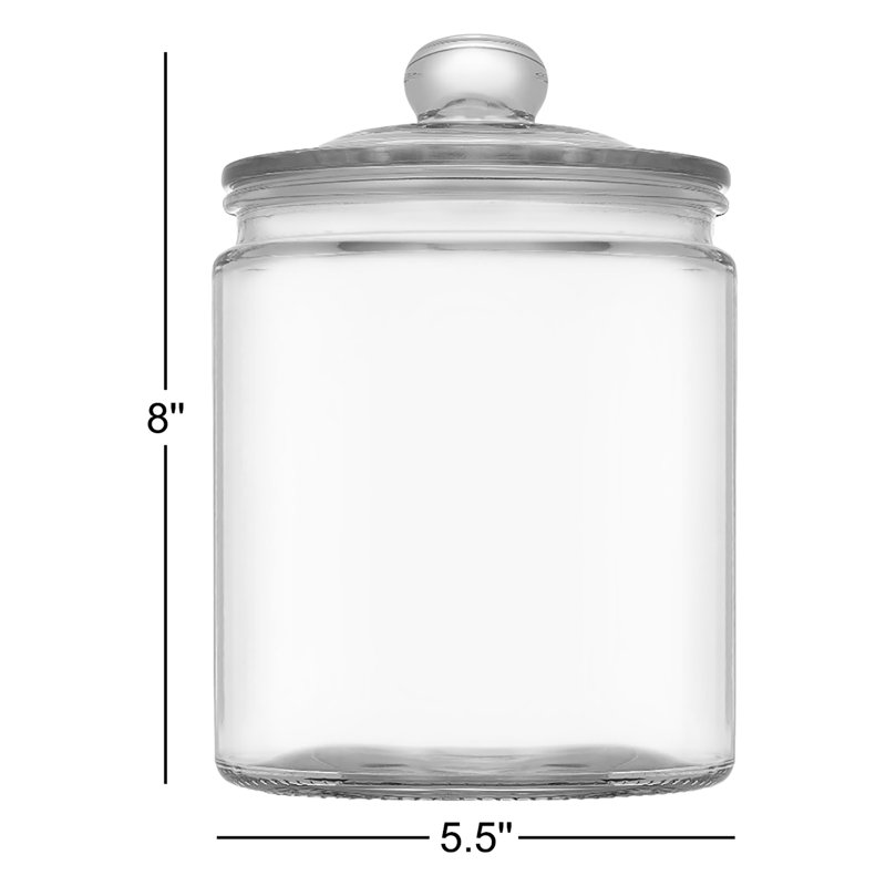 JoyJolt Glass Cookie Jar with Airtight Lid, 67oz.