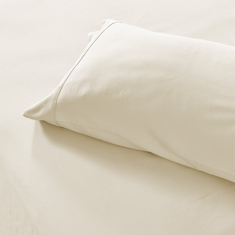 Microfiber Percale Sheet Set, Full Sheet Set + Fitted Sheet + 2 Pillowcases, Beige