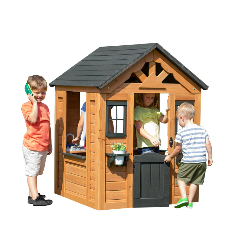 Sweetwater Cedar Wooden Playhouse with Black Roof