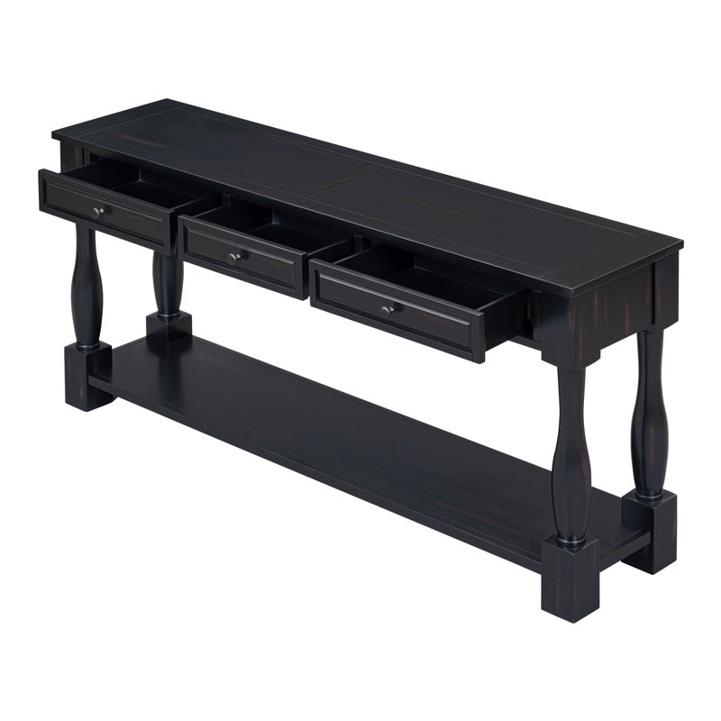 Console Console de 63 po de long avec tiroirs et tablette pour le vestibule, Espresso