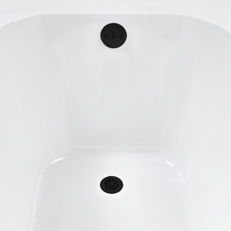 66'' x 34'' Acrylic Soaking Drop-In Bathtub, Drain Included, Matte Black