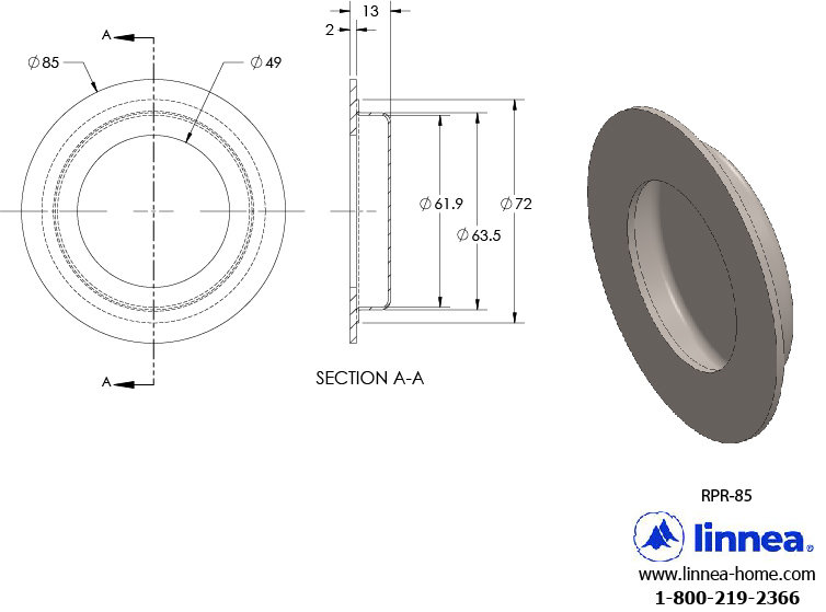 Flush Pull Plate, Polish Stainless Steel, 3.35" H x 3.35 W x 0.51" D