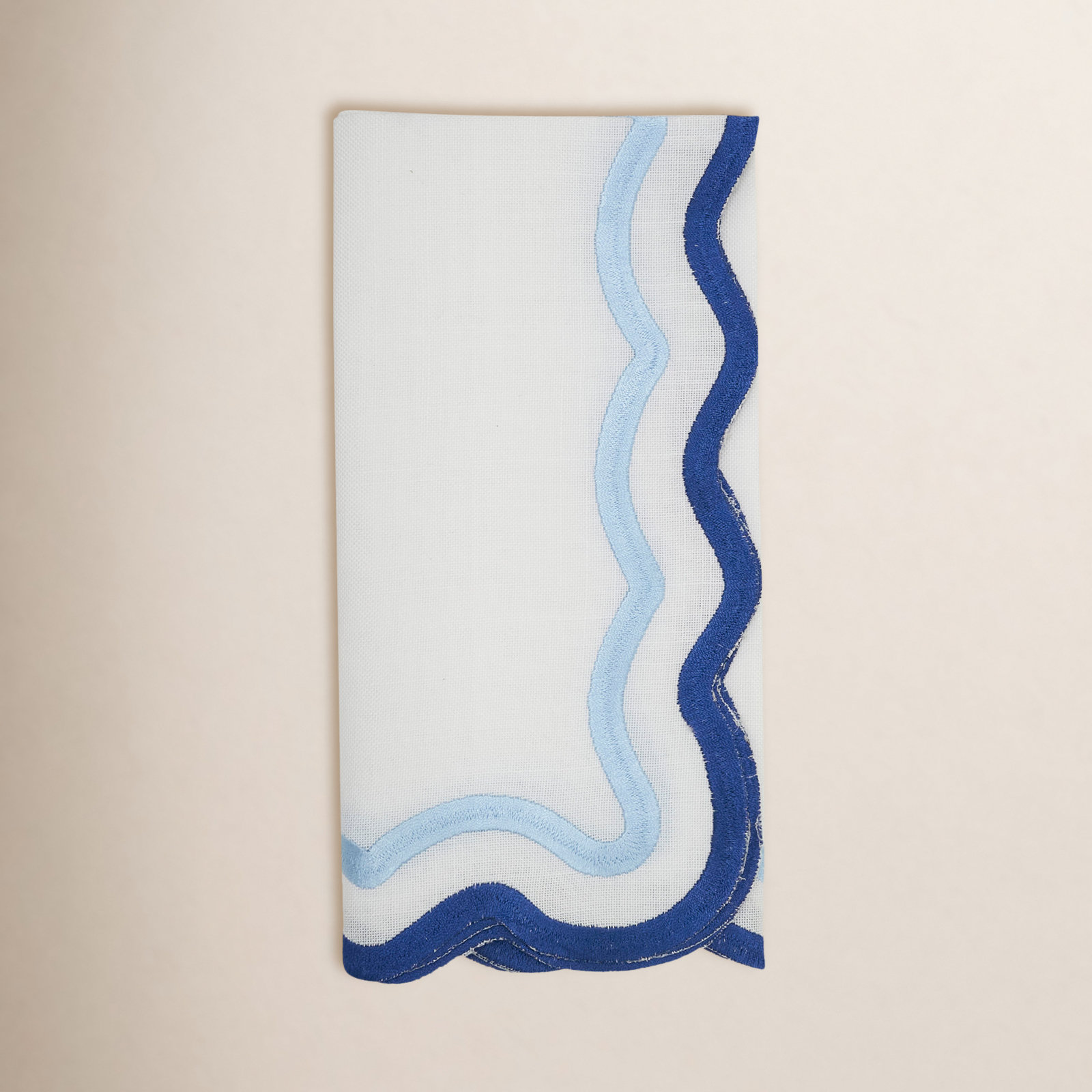 Scalloped Cotton Napkin, Blue