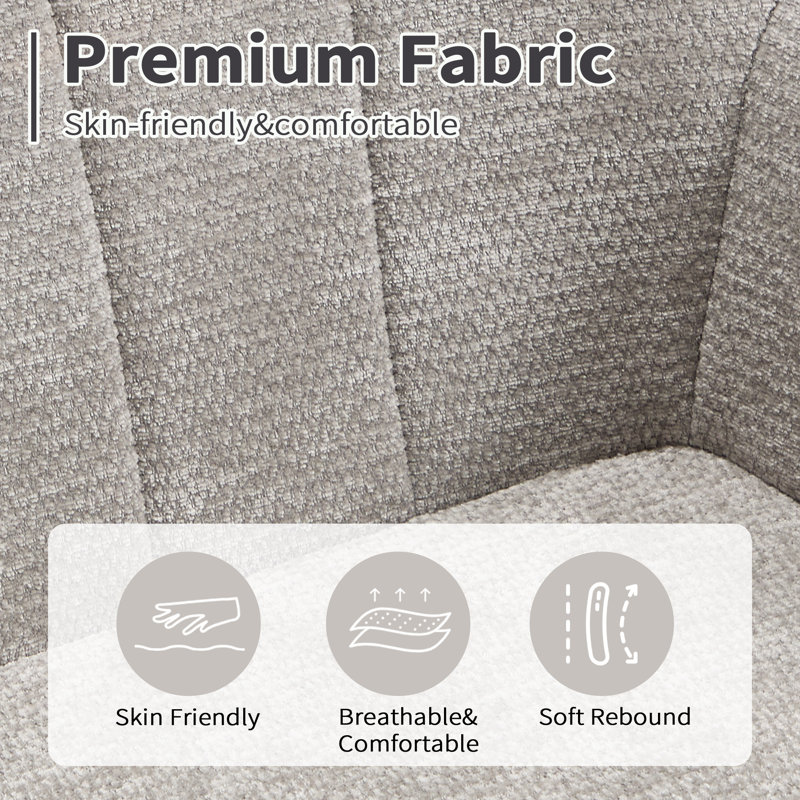 59cm Wide Upholstered Metal Side Chair (Set of 4), Light Grey