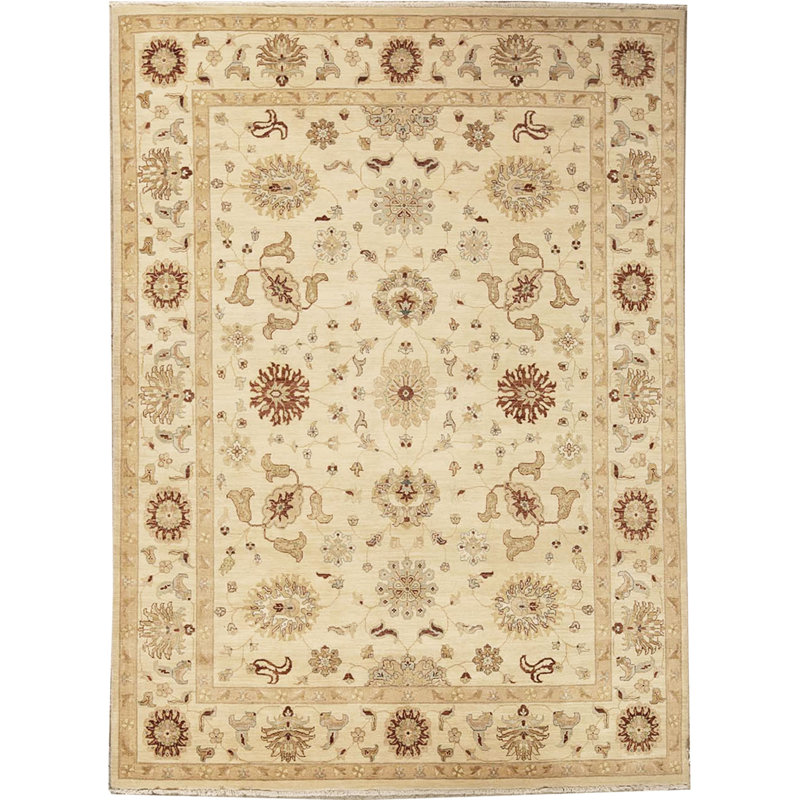 Tapis ivoire noué à la main de haute qualité