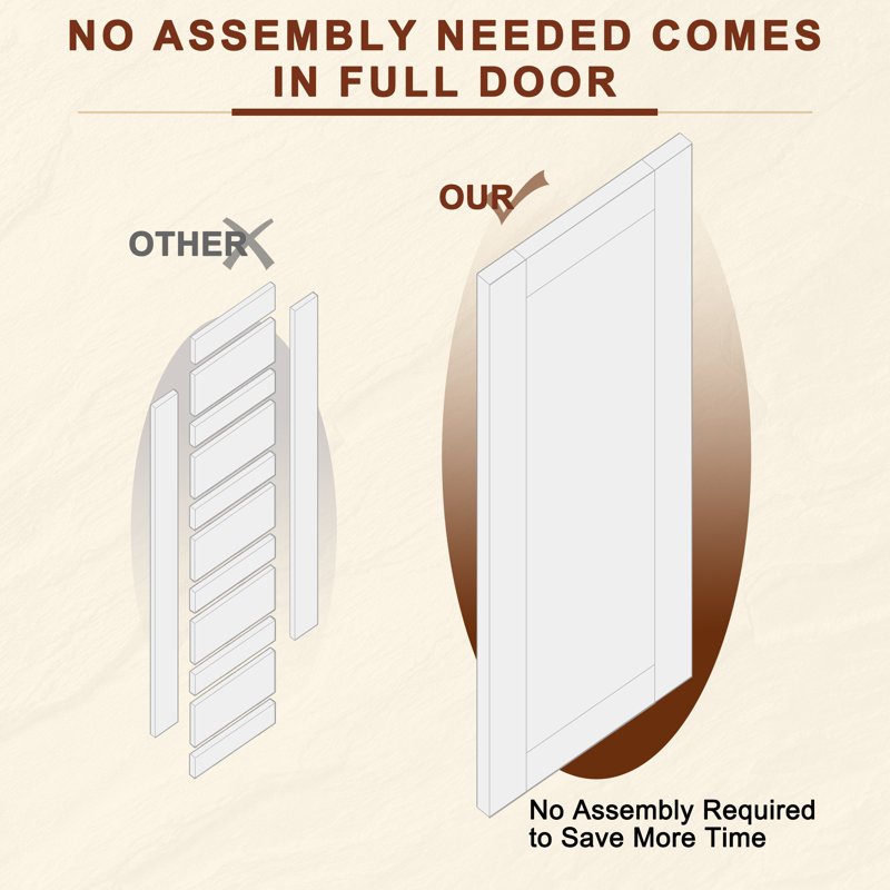 5-Lite Frosted Glass White Primed Sliding Barn Door with Installation Hardware Kit(No Assembly Required), 32" x 80"