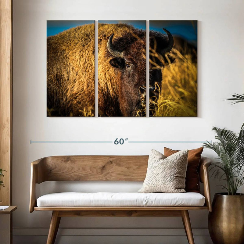 Brampt Grazing American Buffalo, 32" H x 50" W