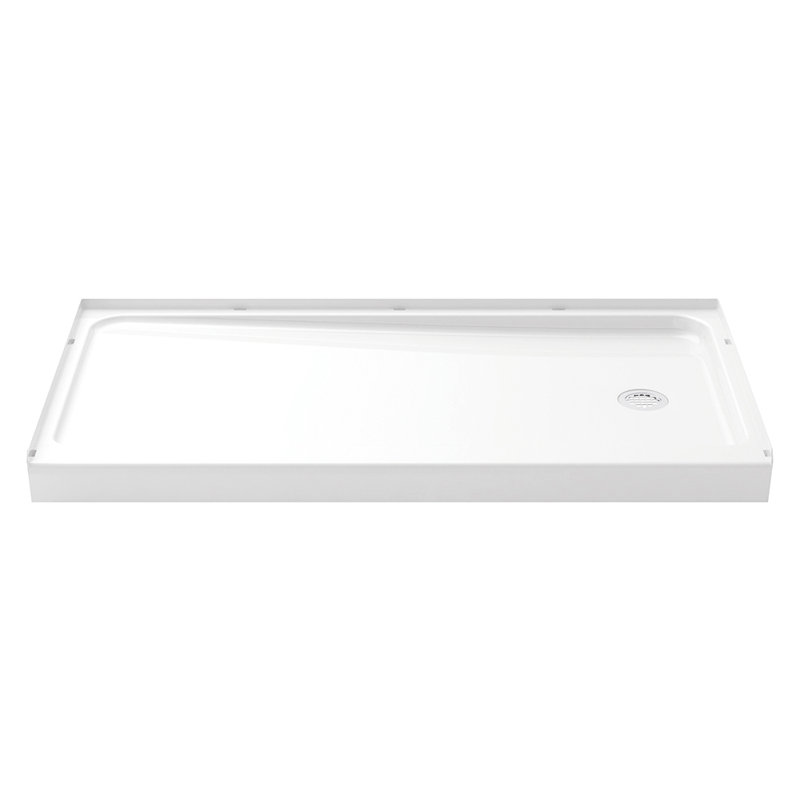 60" W x 74.75" H Frameless Rectangle Sliding Shower Kit with Towel Bar and Base Included, Nickel
