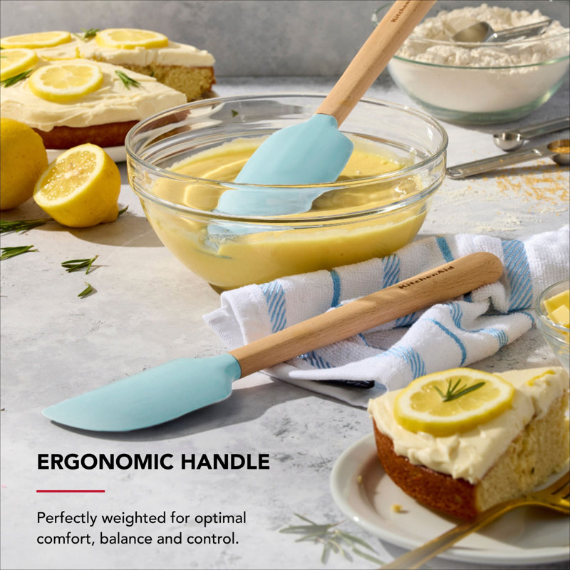 Kitchenaid Beechwood Spatula Set, 2 Piece, Mineral Water