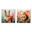 «Pink and Green Squirrel Blooming I», ensemble de 2 reproductions d'art sur toile écureuil-1475389480-1475389484