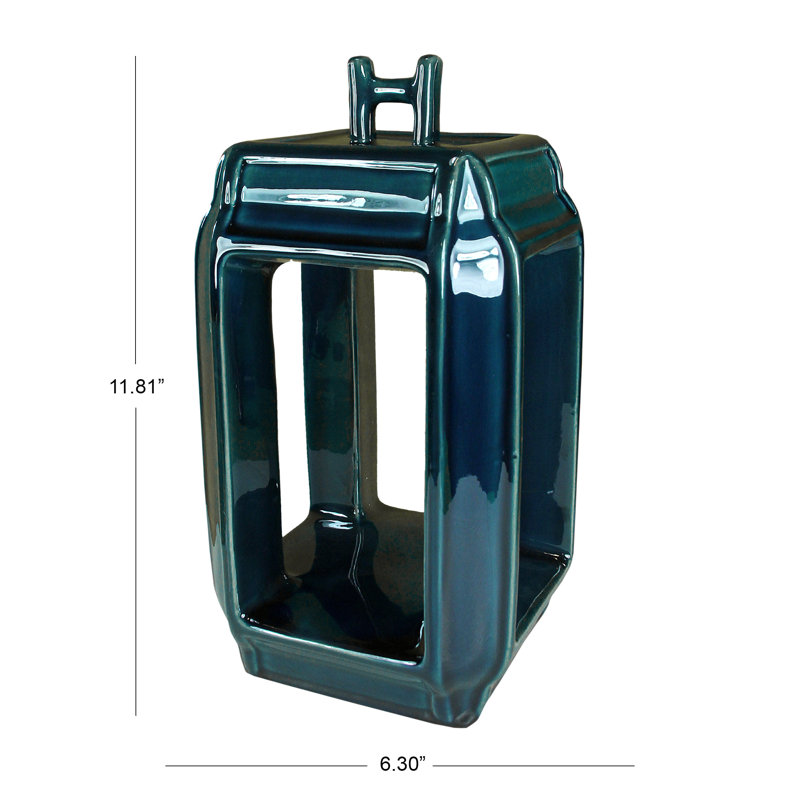 Vase de table en céramique grésille Dearman, H 11,81 po x l 6,3 po x P 6,3 po, Bleu foncé