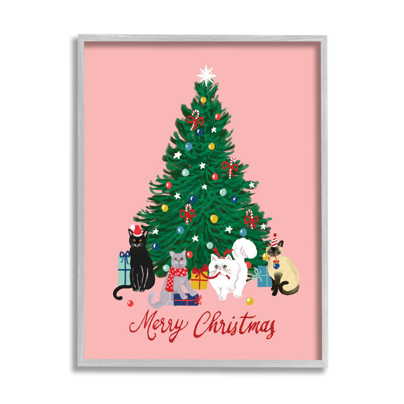 Merry Christmas Holiday Cats at-182, H 30 po x l 24 po x P 1,5 po, Estampe numérique Farmhouse
