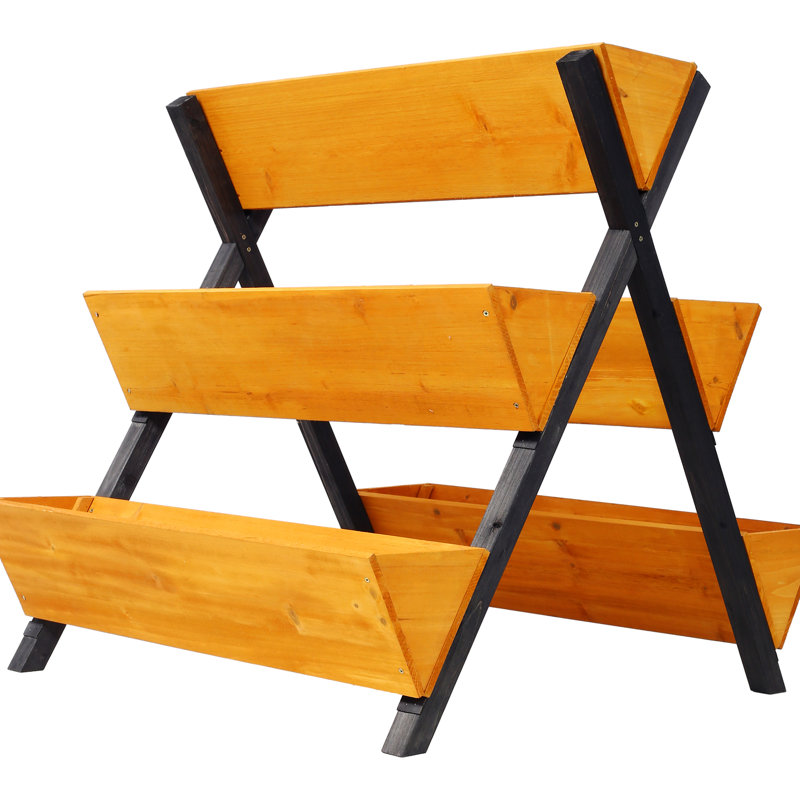 3 Wooden Raised Plant Bed, Brown - For Balcony Planting Garden All Plants