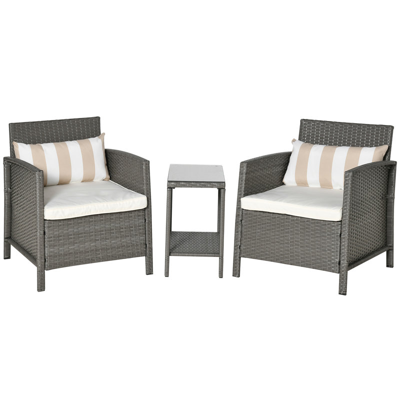 Wicker and Steel Patio Dining Set Table,