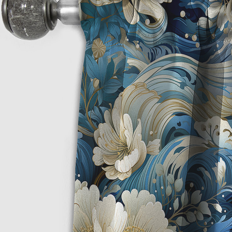 Rideau à motif floral cachemire II, L 52 po x L 108 po